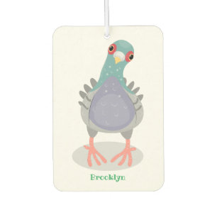 Funny curious pigeon cartoon illustration car air freshener