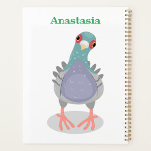 Funny curious pigeon cartoon illustration planner