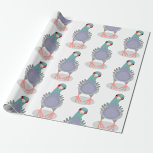 Funny curious pigeon cartoon illustration wrapping paper