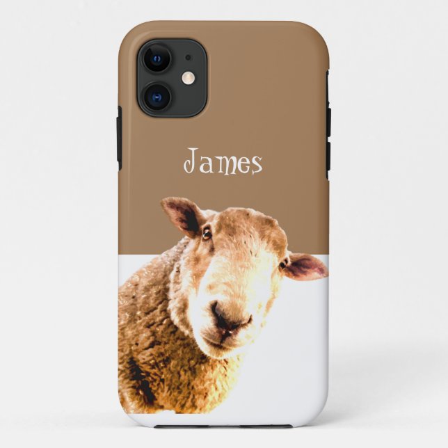 Funny Curious Sheep Farm Animal Novelty art Case-Mate iPhone Case (Back)