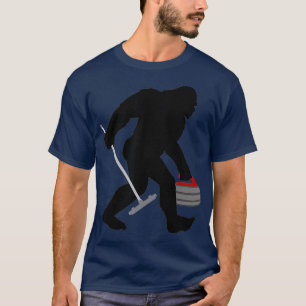 Funny Curling Bigfoot Gift Sasquatch Curling Men T-Shirt