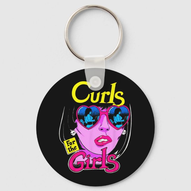 Funny Curls For Girls Gym Weightlifting Bodybuildi Key Ring (Front)