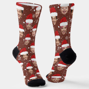 Funny Custom 3 Faces Christmas Santa Hats Socks