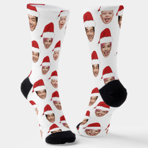 Funny Custom 3 Faces Christmas Santa Hats Socks