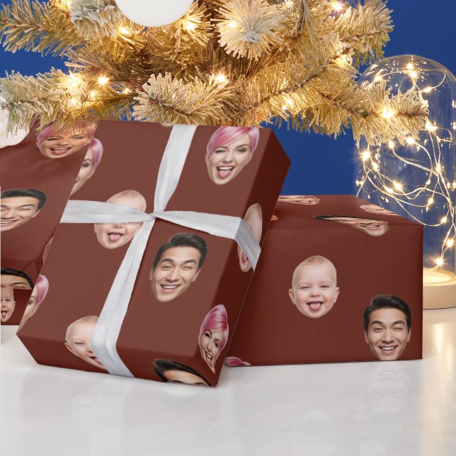 Funny Custom 3 Faces Wrapping Paper (Holidays)