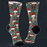 Funny Custom 4 Faces Christmas Santa Hats Socks<br><div class="desc">Get ready for endless holiday laughs with these custom Christmas socks featuring up to four faces wearing festive Santa hats on a snowy background. Perfect for families, friends, kids, couples, or even pets, this fun and playful design makes every step feel like a holiday celebration. Simply upload your favourite face...</div>