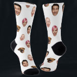 Funny Custom 4 Faces with Dog Cat – Personalised  Socks<br><div class="desc">Turn your favourite memories into a fun and unique keepsake with this custom 4 photo design, featuring three personalised faces of your choice plus your dog’s or cat's photo on a crisp white background. Perfect for families, couples with pets, or groups of friends who want to include their furry companion...</div>
