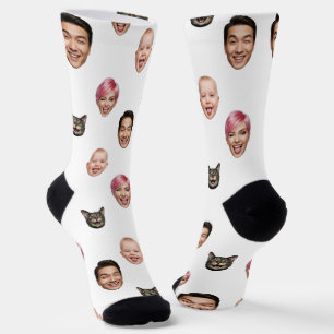 Funny Custom 4 Faces with Dog Cat – Personalised Socks