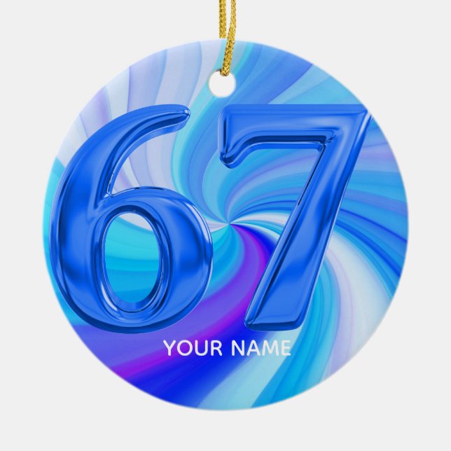 Funny Custom 67 Meme Ceramic Ornament (Front)