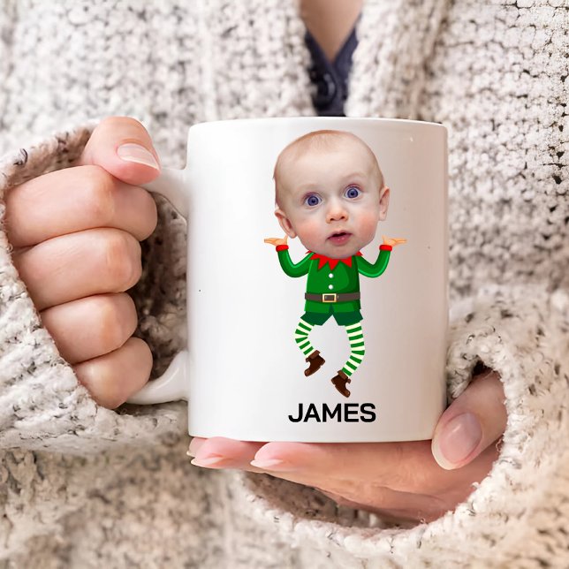 Funny Custom Baby Face Elf Christmas Coffee Mug (Creator Uploaded)