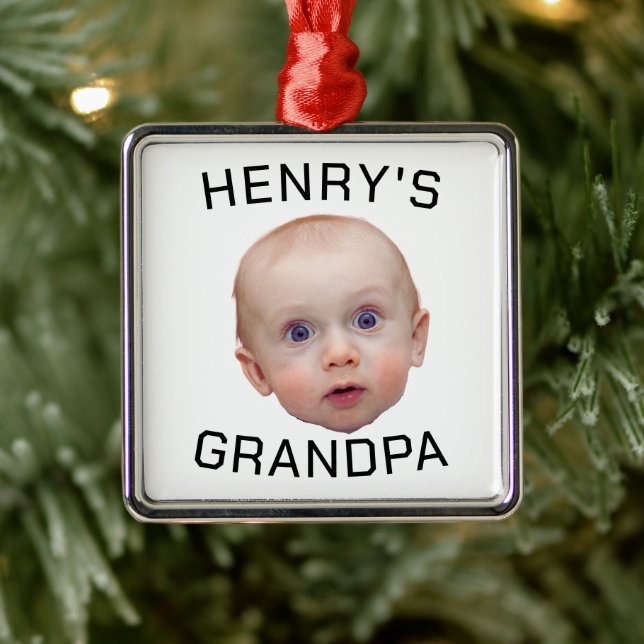 Funny Custom Baby Face  Metal Ornament (Tree)