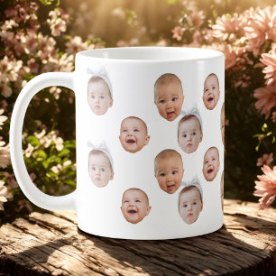 Funny Custom Baby Face Photo Face 3 Photos Coffee Mug