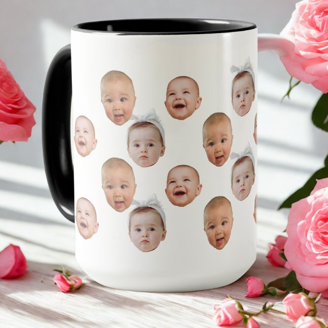 Funny Custom Baby Face Photo Face 3 Photos Mug (Creator Uploaded)