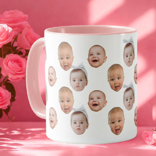Funny Custom Baby Face Photo Face 3 Photos Mug