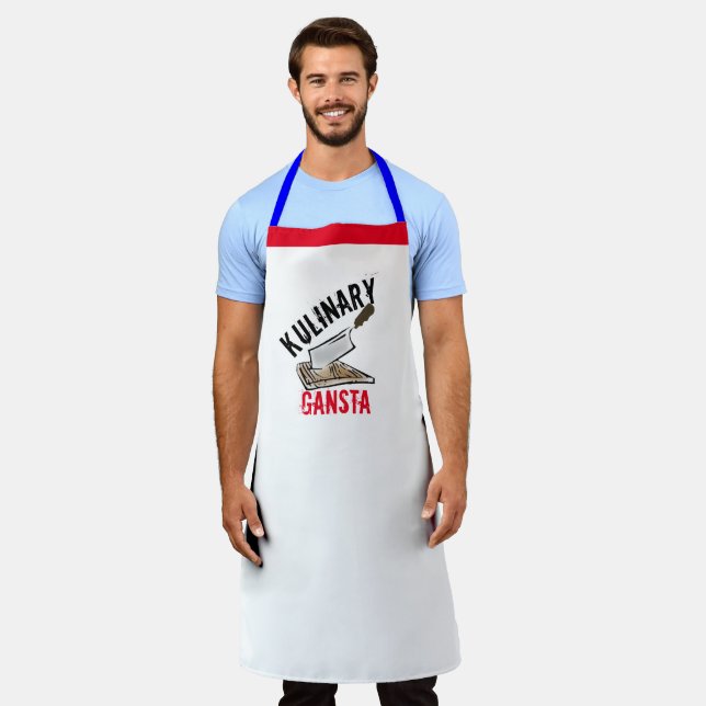 Funny Custom BBQ Gift - Hip Kulinary Gangsta  Apron (Worn)