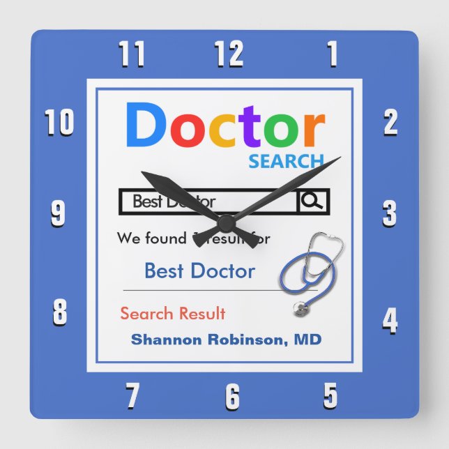 Funny Custom Best Doctor Gift Throw Pillow Square Wall Clock (Front)