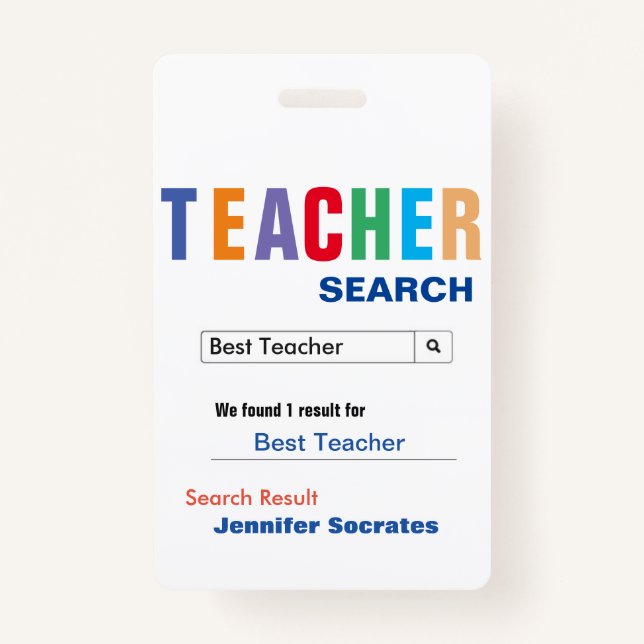 Funny Custom Best Teacher Gift ID Badge (Front)