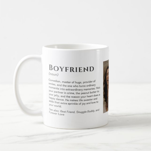 Funny Custom Boyfriend Definition With Photo Coffee Mug (Left)