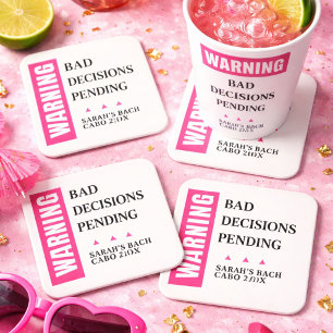 Funny Custom Bride Squad Party Favour Personalised Square Paper Coaster