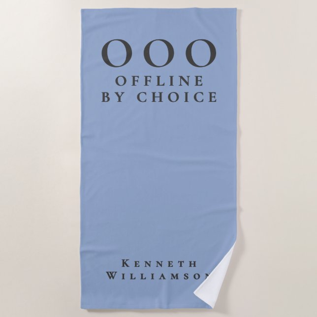 Funny Custom Cold Blue Charcoal OOO Minimalist Men Beach Towel (Front)