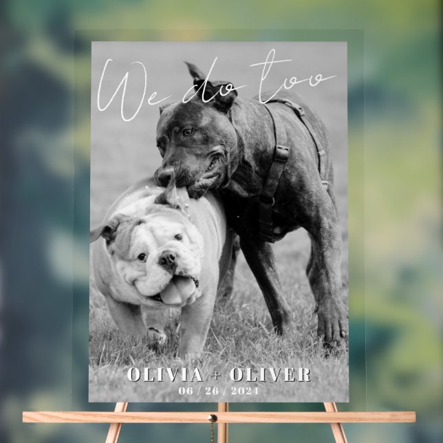 Funny, Custom dog photo wedding welcome Acrylic Sign (Neutral)