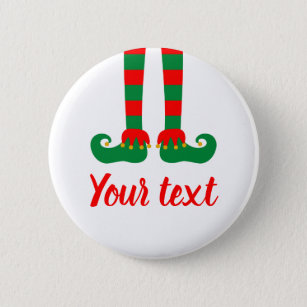 Funny custom elf feet Christmas Holiday pinback 6 Cm Round Badge