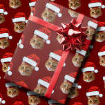 Funny Custom Face Cat Photo Santa Hat Christmas Wrapping Paper<br><div class="desc">Funny Custom Face Cat Photo Santa Hat Christmas Wrapping Paper</div>