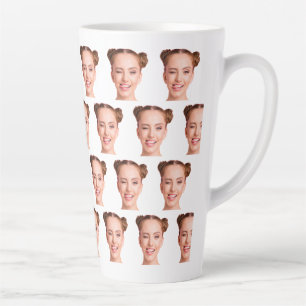 Funny Custom Face Cut Out Women Photo Large Latte Mug