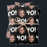 Funny Custom Face Photo Birthday Age Black White  Wrapping Paper Sheet<br><div class="desc">A funny personalised "Happy Birthday and Age" wrapping paper with your custom face photo. This custom face wrapping paper design is a beautiful way to personalised your gifts and presents. Funny and cute custom face wrapping paper with a black background. Customise the face and make your own funny face wrapping...</div>