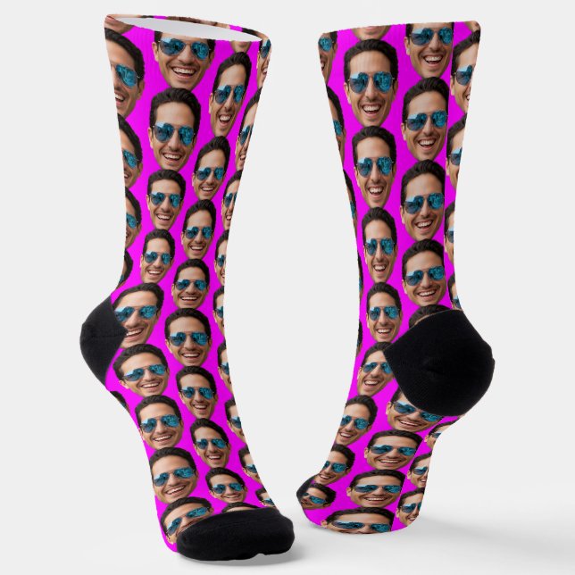 Funny Custom Face Photo Crew  Socks (Angled)