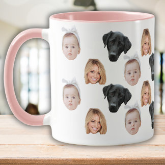 Funny Custom Face Photo Family Face 3 Photos Mug