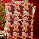Funny Custom Face Photo Gingerbread Xmas baby Wrapping Paper Sheet<br><div class="desc">Funny Custom Face Photo Gingerbread Xmas baby, , Replace the face of this Gingerbread with your favourite photo (make sure to crop as much to the face as possible and use an app to remove the background) and personalise this funny Christmas Holiday Wrapping Paper with your kid, husband, or boyfriend...</div>