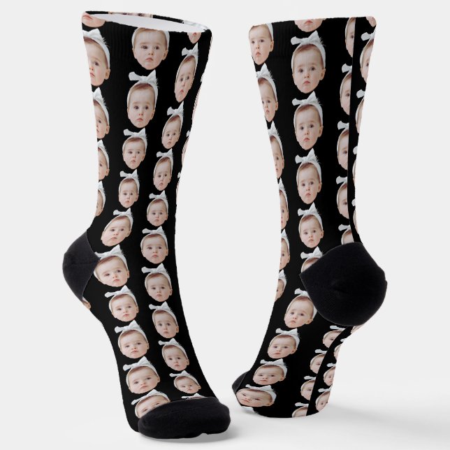 Funny Custom Face Photo Personalised Face Socks (Angled)