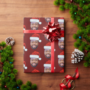 Funny Custom Face Photo Santa Claus Hat Christmas  Wrapping Paper
