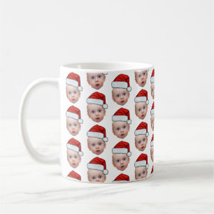 Funny Custom Face Photo Santa Head Christmas Coffee Mug