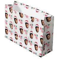 Funny Custom Face Photo Santa Head Snowflake