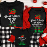 Funny Custom Family Christmas Most Likely To Elf T-Shirt<br><div class="desc">Add a sprinkle of holiday humour to your family's Christmas celebrations with our Funny Custom Family Christmas "Most Likely To Elf" T-Shirt. This playful and personalised shirt is the perfect way to share a laugh and embrace the festive spirit together. Customise the shirt with your family name and choose who...</div>