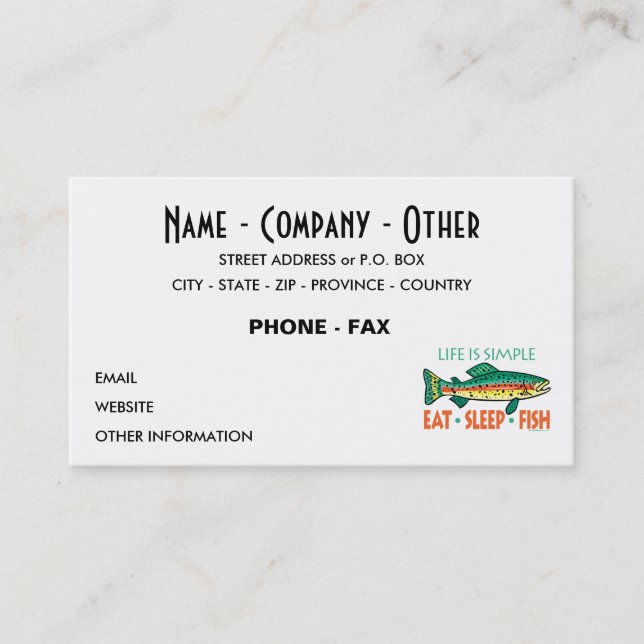 Funny Custom Fishing Business Card (Front)