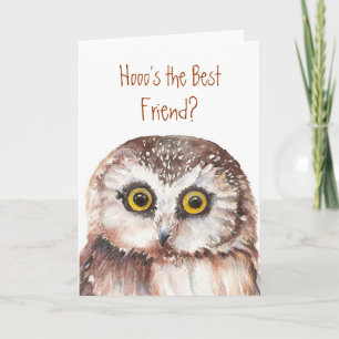 Funny Custom Friend? Thank You Wise Owl Humour Card