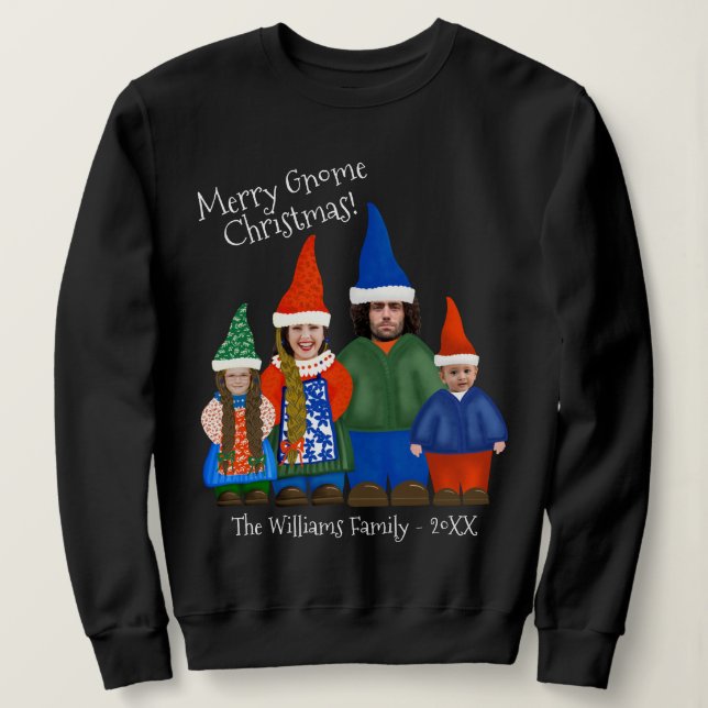 Funny Custom Gnome Family Ugly Christmas Sweater (Design Front)