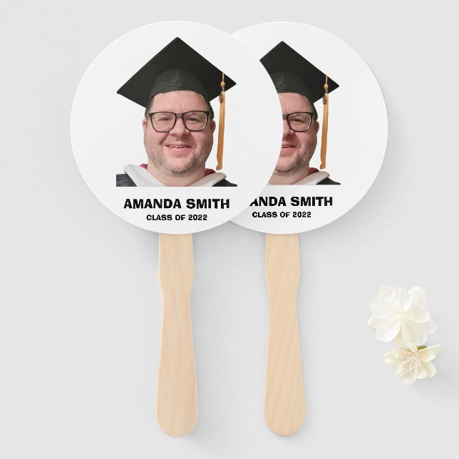 Funny Custom Graduation Handheld Fan Face Photo (Front and Back)