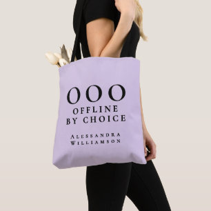 Funny Custom Lavender Purple Black OOO Minimalist Tote Bag