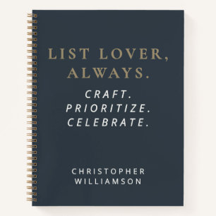 Funny Custom List Lover Navy Gold Minimalist Men  Notebook