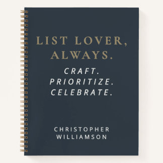 Funny Custom List Lover Navy Gold Minimalist Men  Notebook