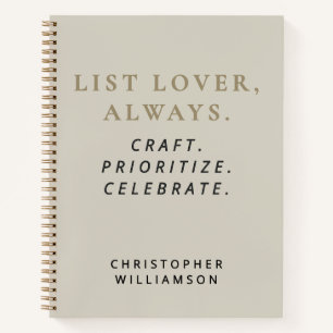 Funny Custom List Lover Sand Gold Minimalist Men Notebook