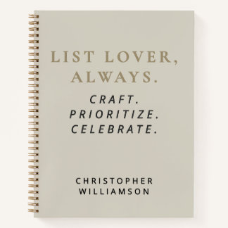 Funny Custom List Lover Sand Gold Minimalist Men  Notebook