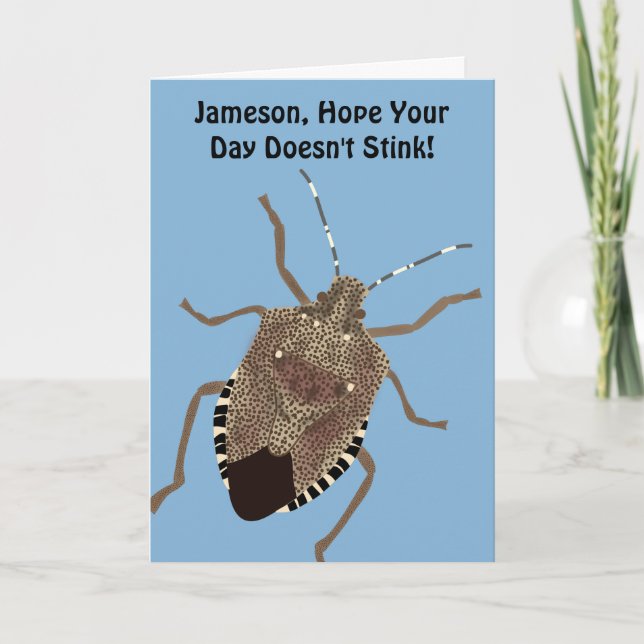 Funny Custom Message Personalised Stink Bug Card (Front)