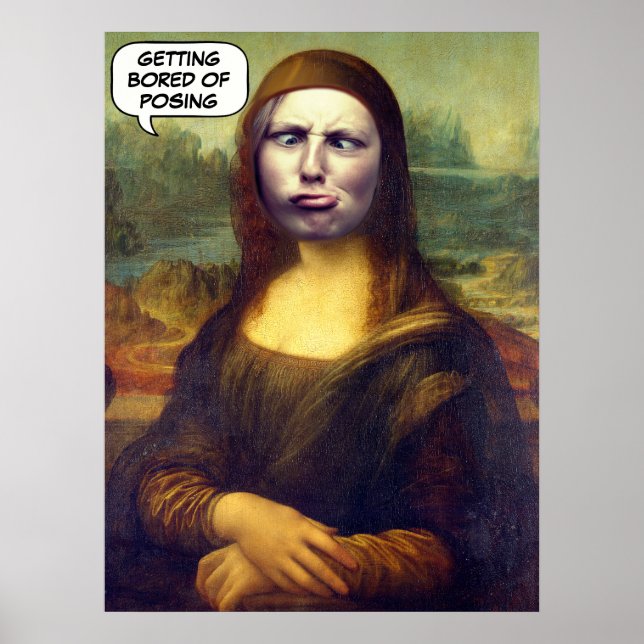 Funny Custom Mona Lisa Face in Hole photo Poster (Front)