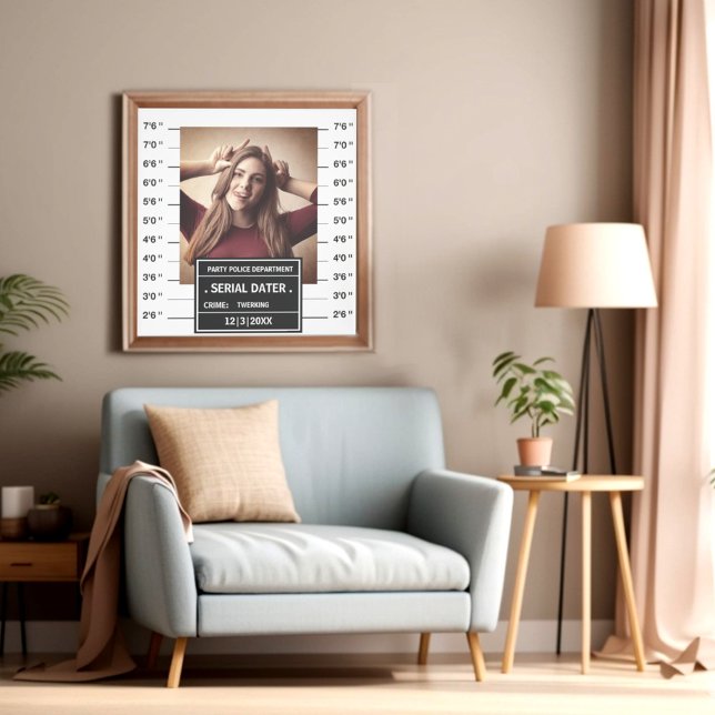 Funny custom mugshot poster (Funny police mugshot parody poster with custom photo)