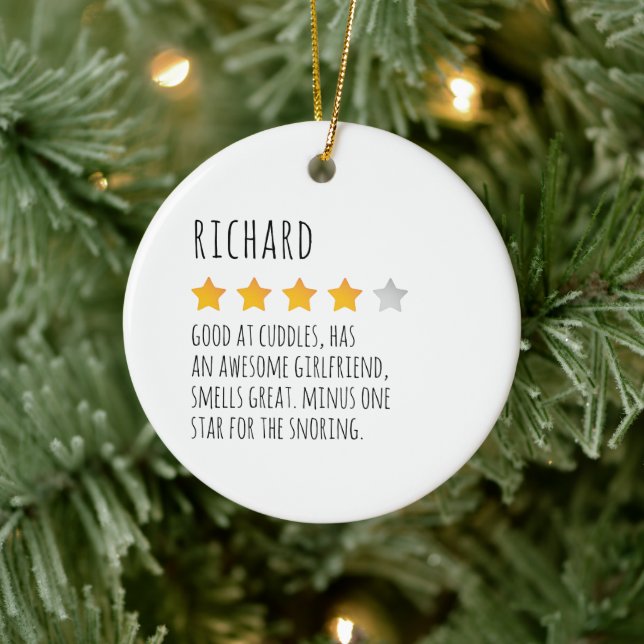 Funny Custom Name 5 Star Review Gift Ceramic Ornament (Tree)